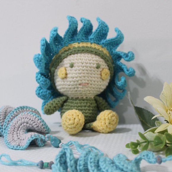 Sunflower Crochet Baby Doll OOAK Handmade HANDCRAFTED - Picture 3 of 6